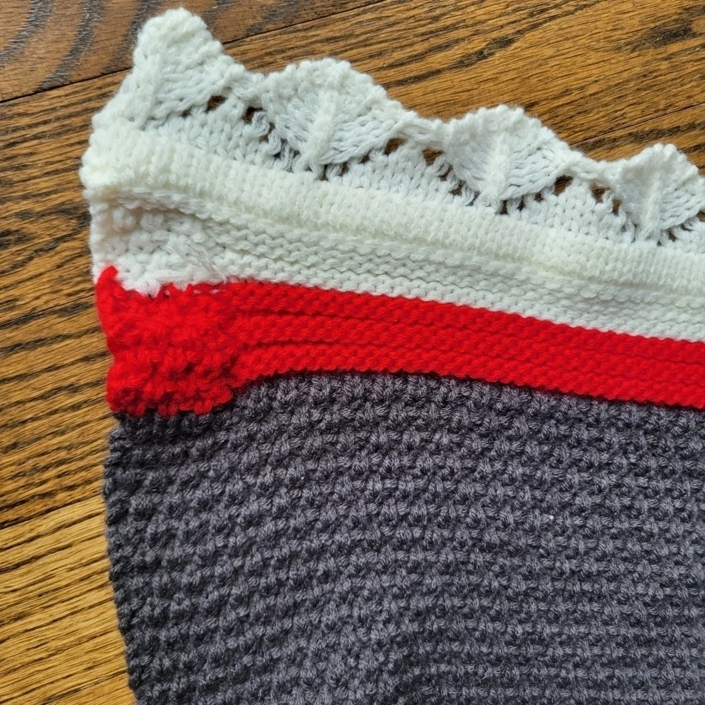 Handmade Knit Croshet Gray Red Whale Shark Leg Warmer Tail Blanket Todler Unisex
